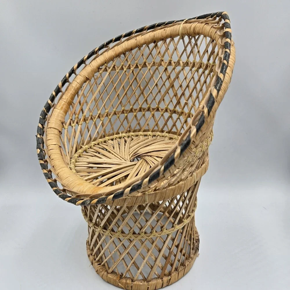 VTG Wicker Peacock Fan Back Rattan Chair 12